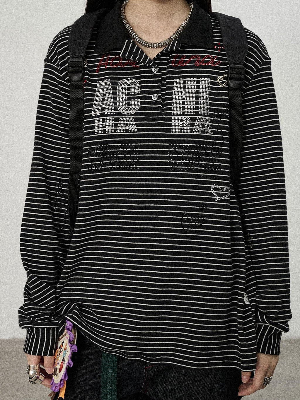Achihara Loose Fit Striped Polo Women'S Cotton Linen Long Sleeve T-Shirts
