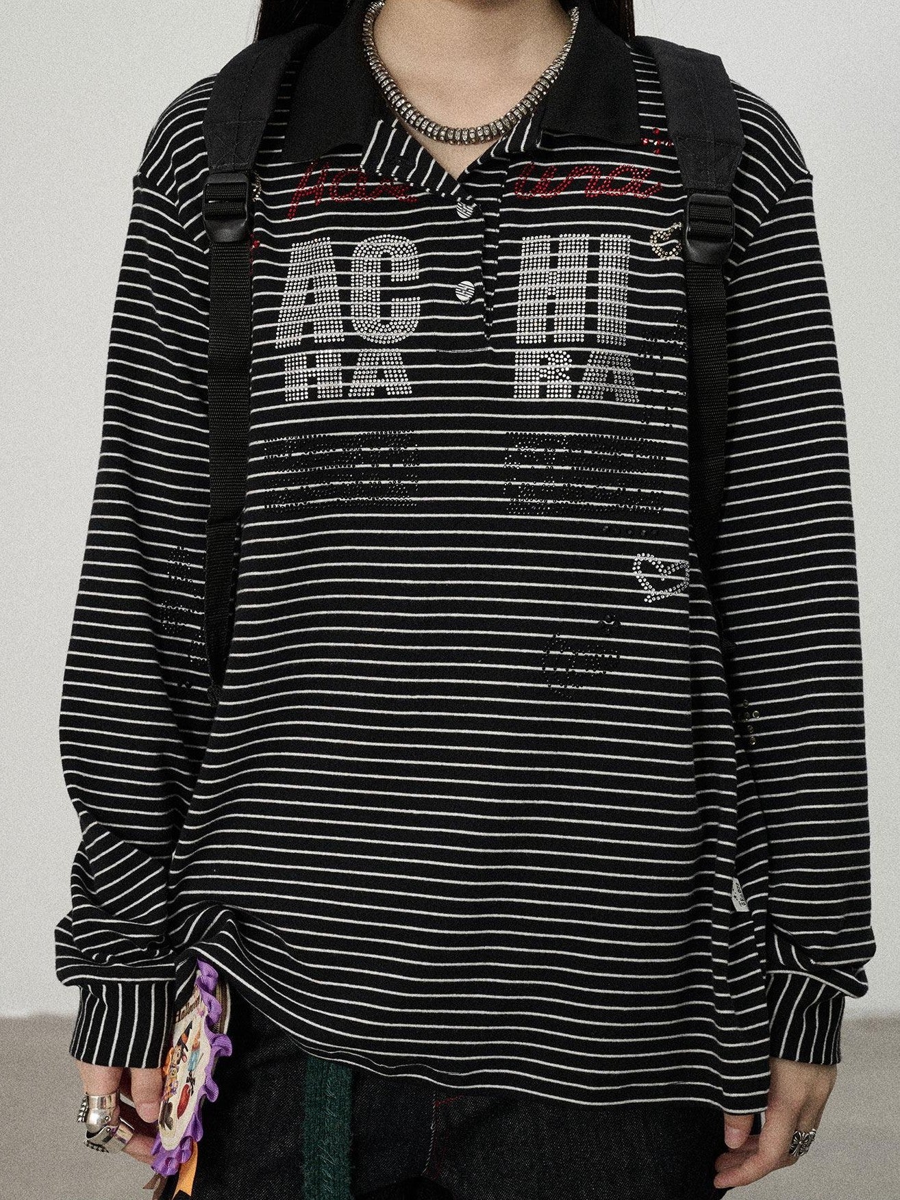 Achihara Loose Fit Striped Polo Women'S Cotton Linen Long Sleeve T-Shirts