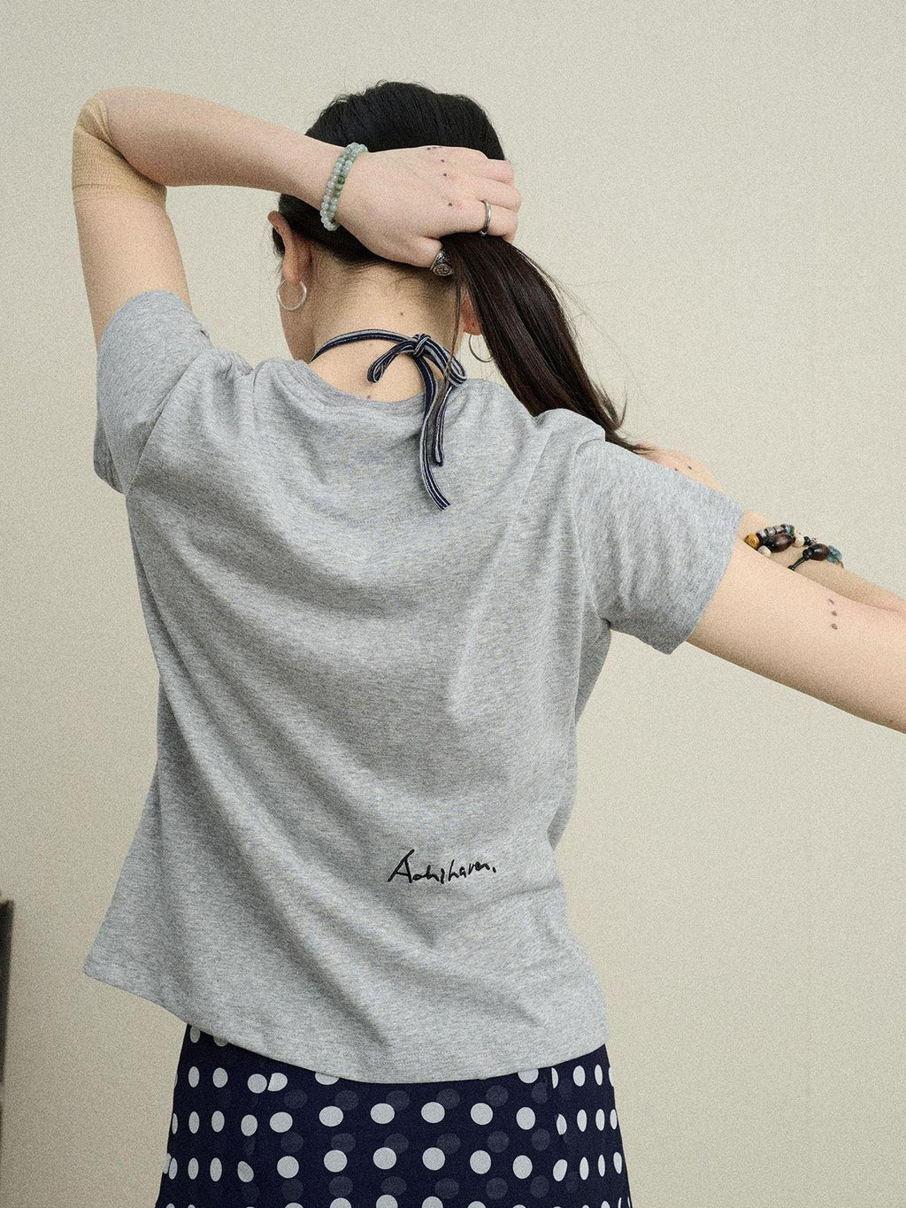 Achihara Music Note Button Embroidered Print Women'S Cotton Blend Short Sleeve T-Shirts