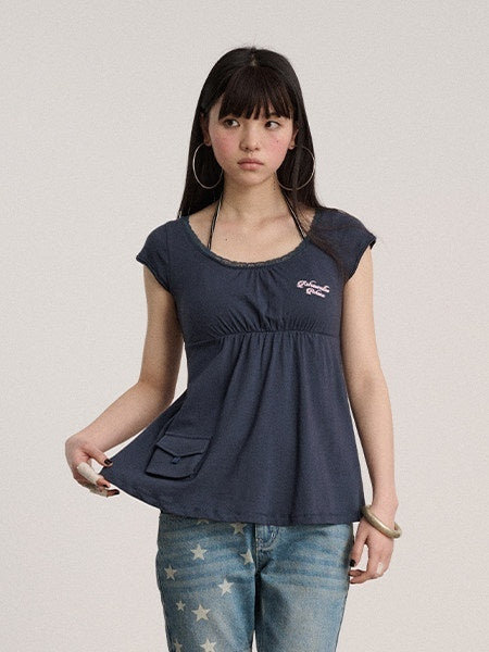 Achihara_Navy_Crew_Neck_Straight_Fit_Women'S_100_Percent_Cotton_Short_Sleeve_T-Shirts_MISSTT