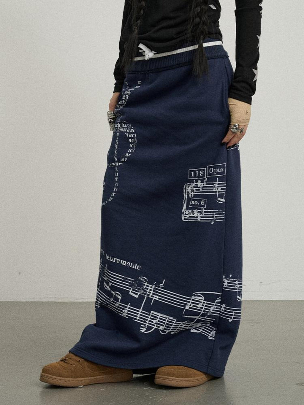 Achihara Navy Mid Waist Straight Relaxed Fit Women'S Cotton Blend Maxi Skirts