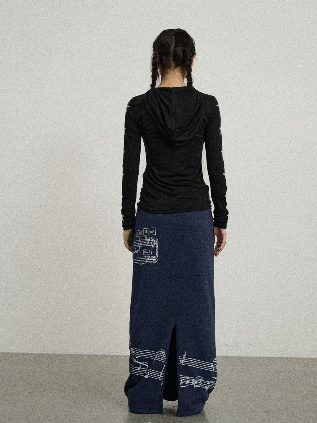 Achihara Navy Mid Waist Straight Relaxed Fit Women'S Cotton Blend Maxi Skirts