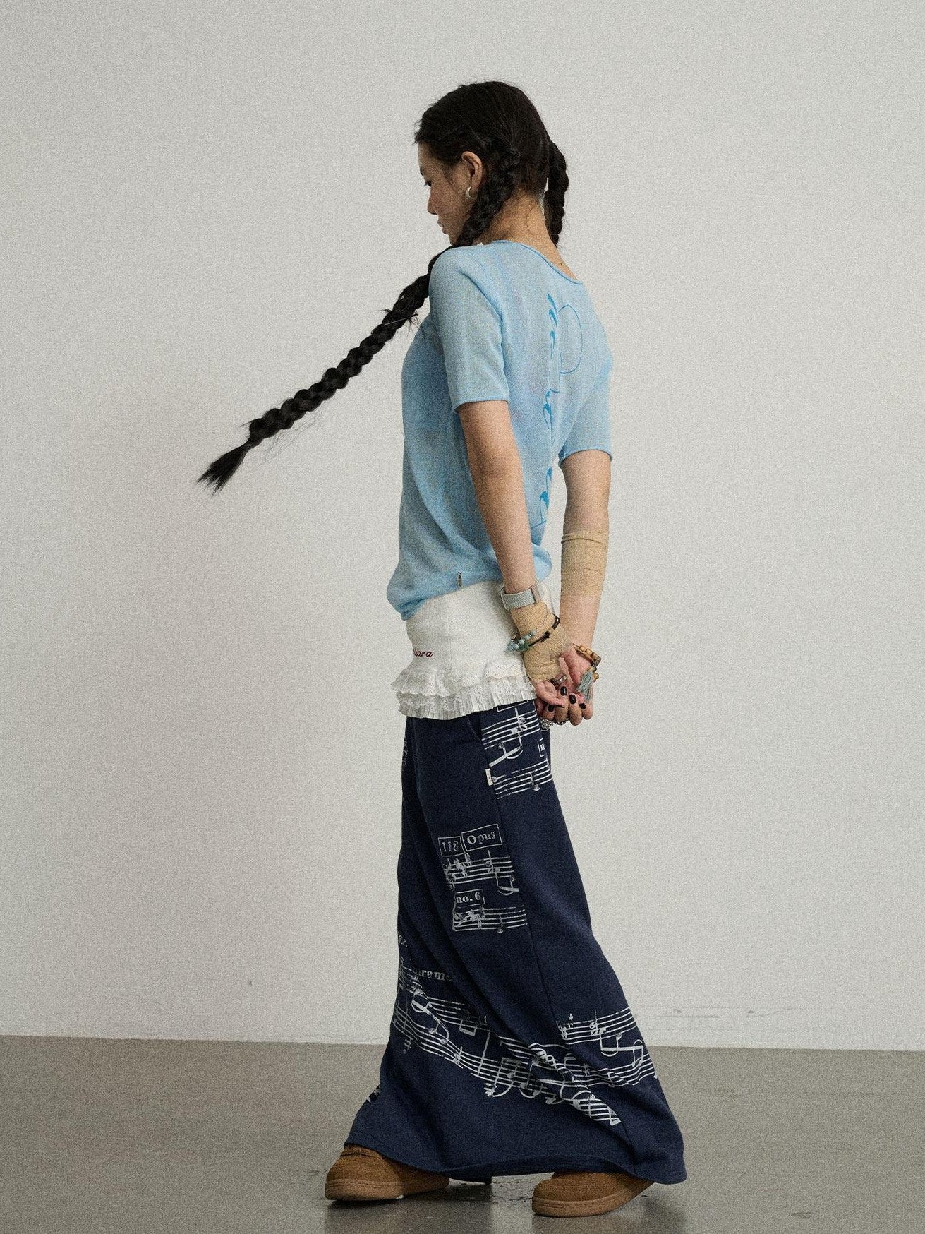 Achihara Navy Mid Waist Straight Relaxed Fit Women'S Cotton Blend Maxi Skirts