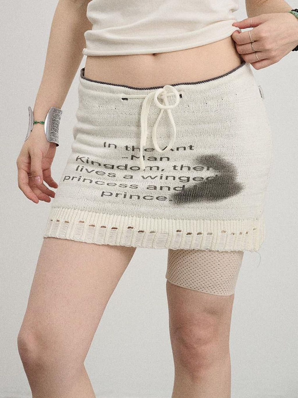 Achihara Numeric Print A Line Knit Women'S Nylon Acrylic Polyester Mini Skirts