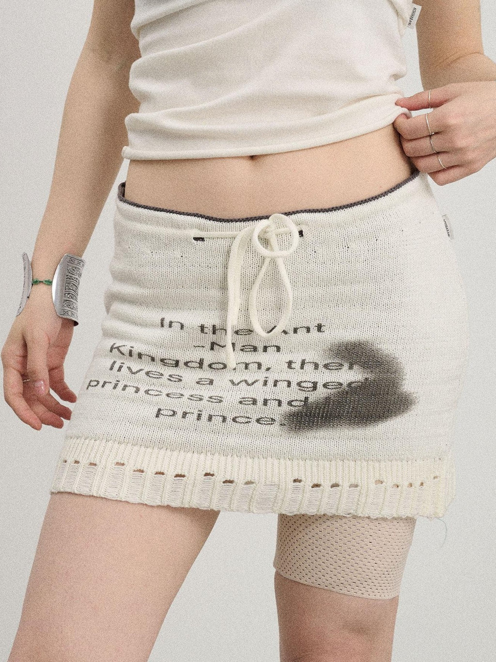 Achihara Numeric Print A Line Knit Women'S Nylon Acrylic Polyester Mini Skirts