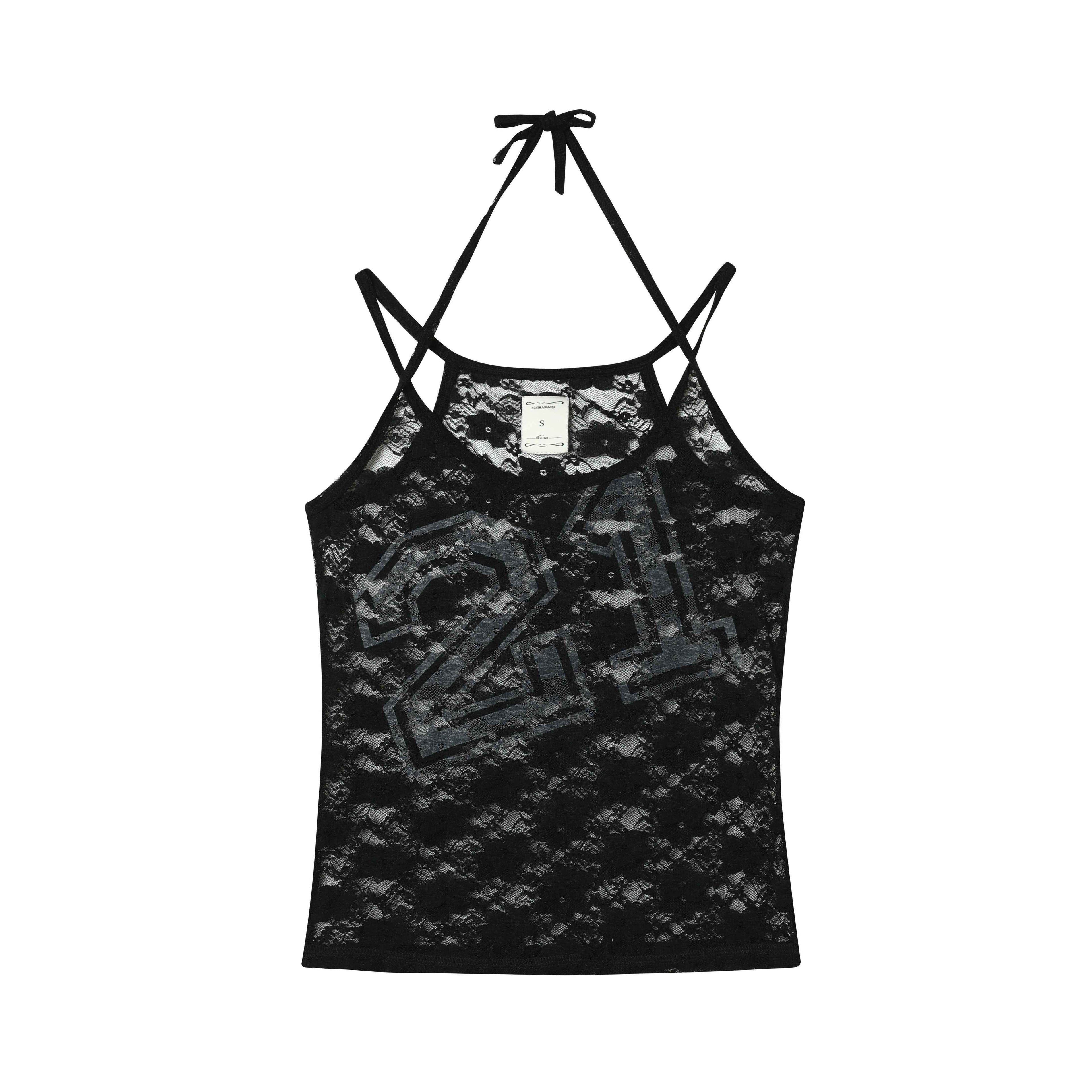 Achihara_Numeric_Print_Cropped_Commuter_Women'S_Nylon_Blend_Lace_Camisoles_MISSTT