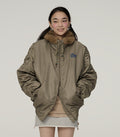 Achihara_Olive_Green_Fur_Collar_Cropped_Women'S_Cotton_Puffer_Jackets_MISSTT