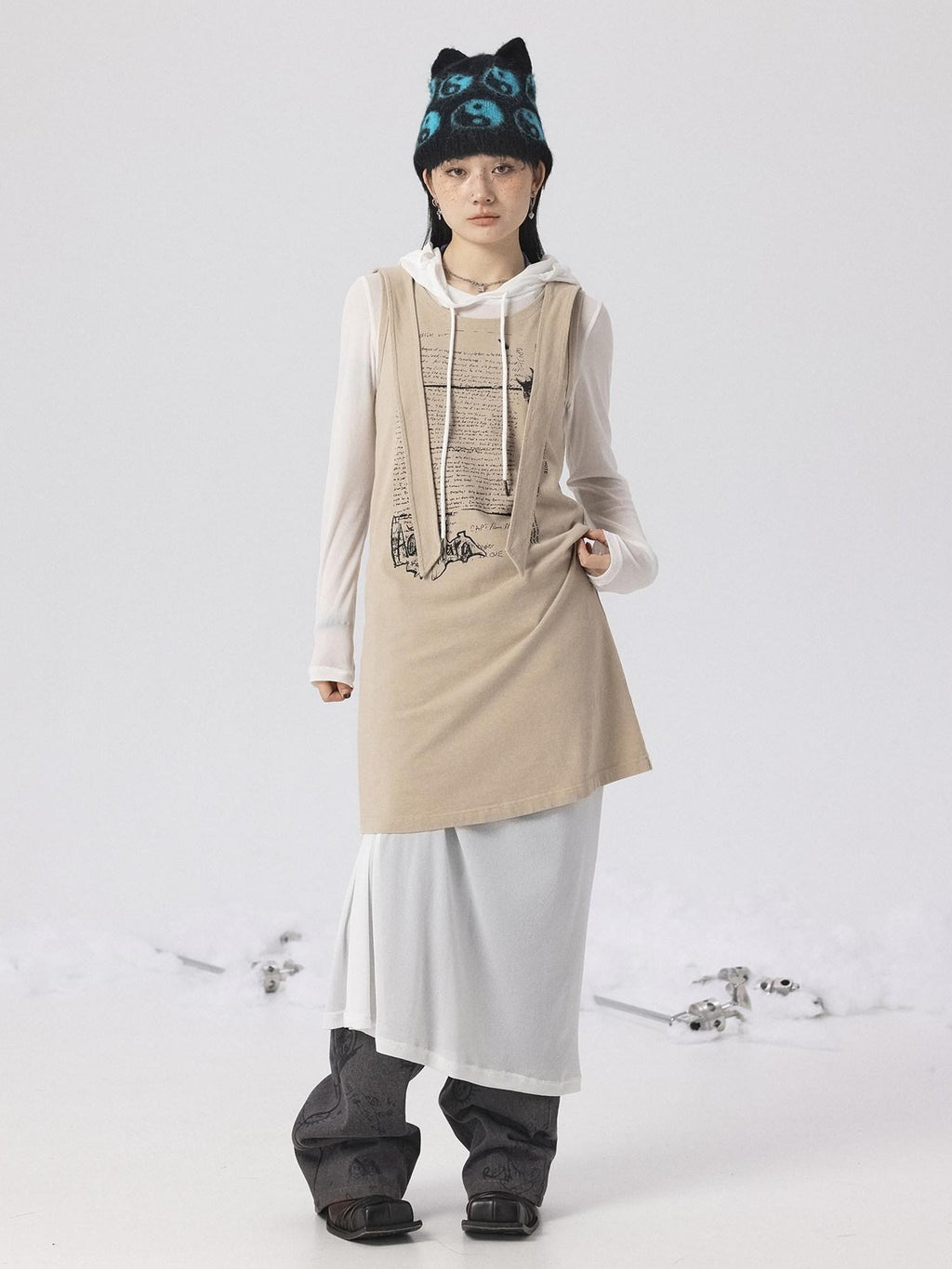 Achihara Oxidized Washed Crew Neck Long Sleeve Loose Fit Mid Length Women'S Sweatshirts