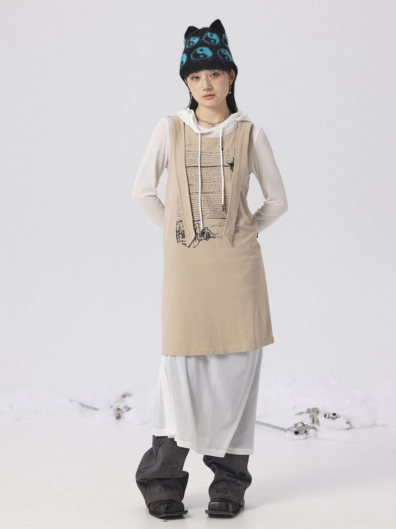 Achihara Oxidized Washed Crew Neck Long Sleeve Loose Fit Mid Length Women'S Sweatshirts