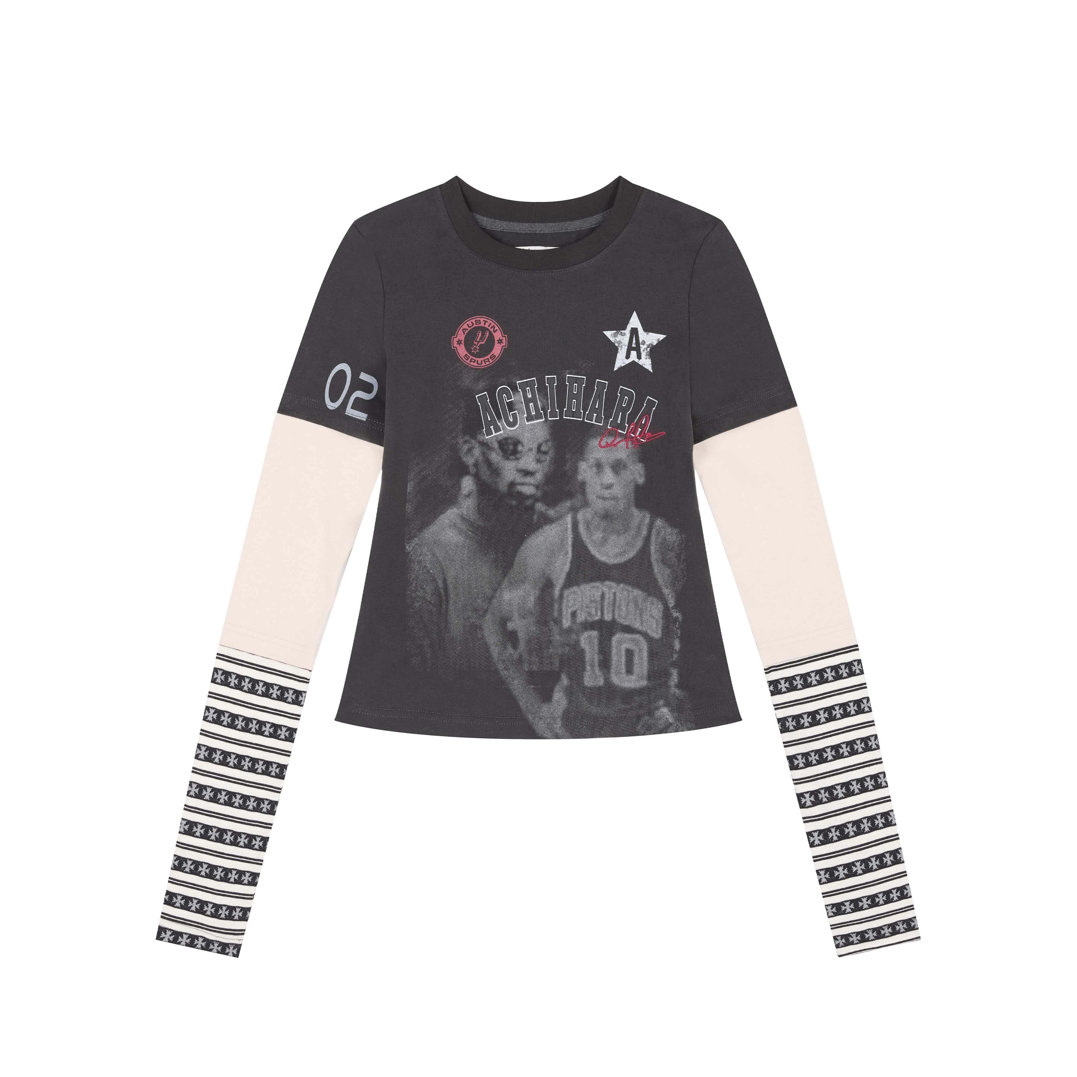 Achihara_Patchwork_Slim_Fit_Round_Neck_Women'S_100_Percent_Cotton_Long_Sleeve_T-Shirts_MISSTT
