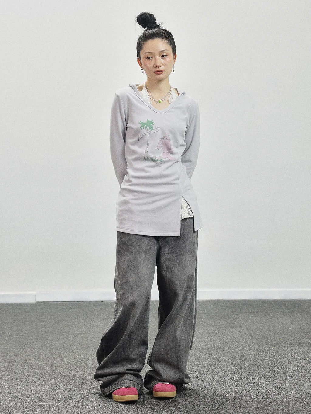 Achihara Peter Rabbit Printed Crew Neck Commuter Women'S Long Sleeve T-Shirts