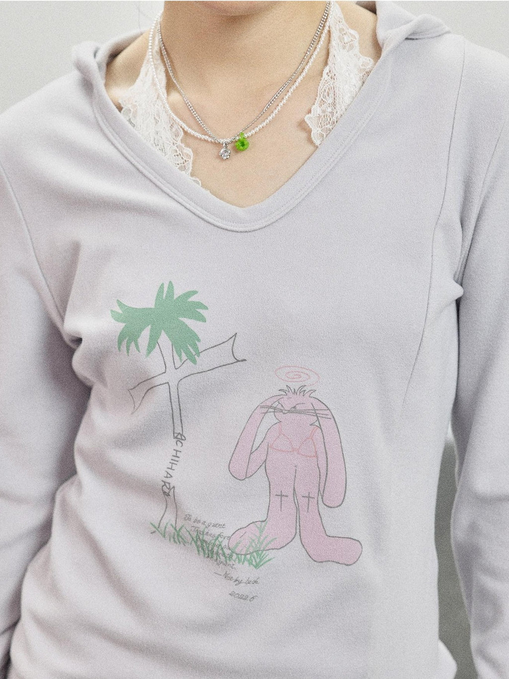 Achihara Peter Rabbit Printed Crew Neck Commuter Women'S Long Sleeve T-Shirts