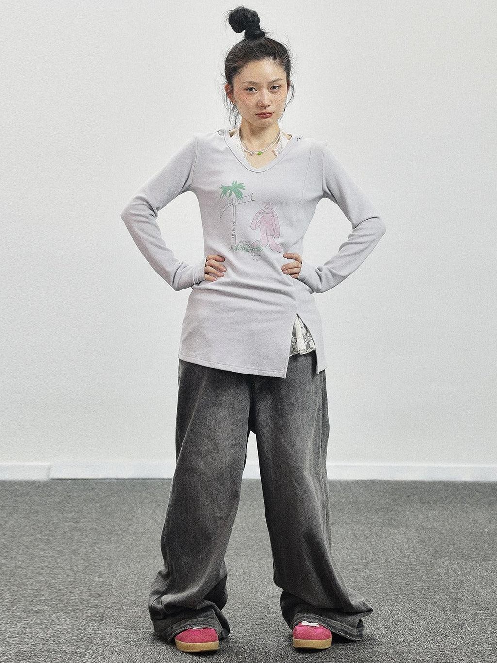 Achihara Peter Rabbit Printed Crew Neck Commuter Women'S Long Sleeve T-Shirts