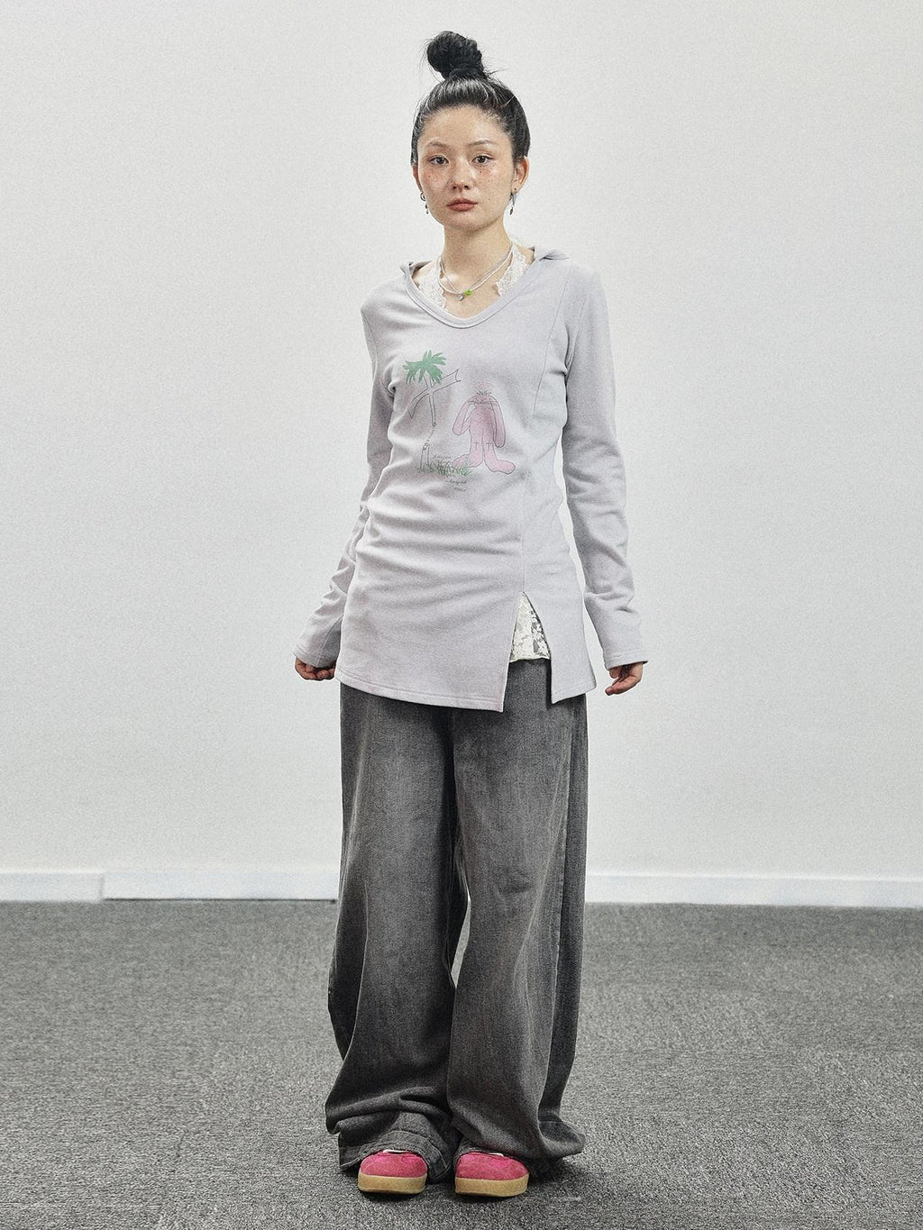 Achihara Peter Rabbit Printed Crew Neck Commuter Women'S Long Sleeve T-Shirts