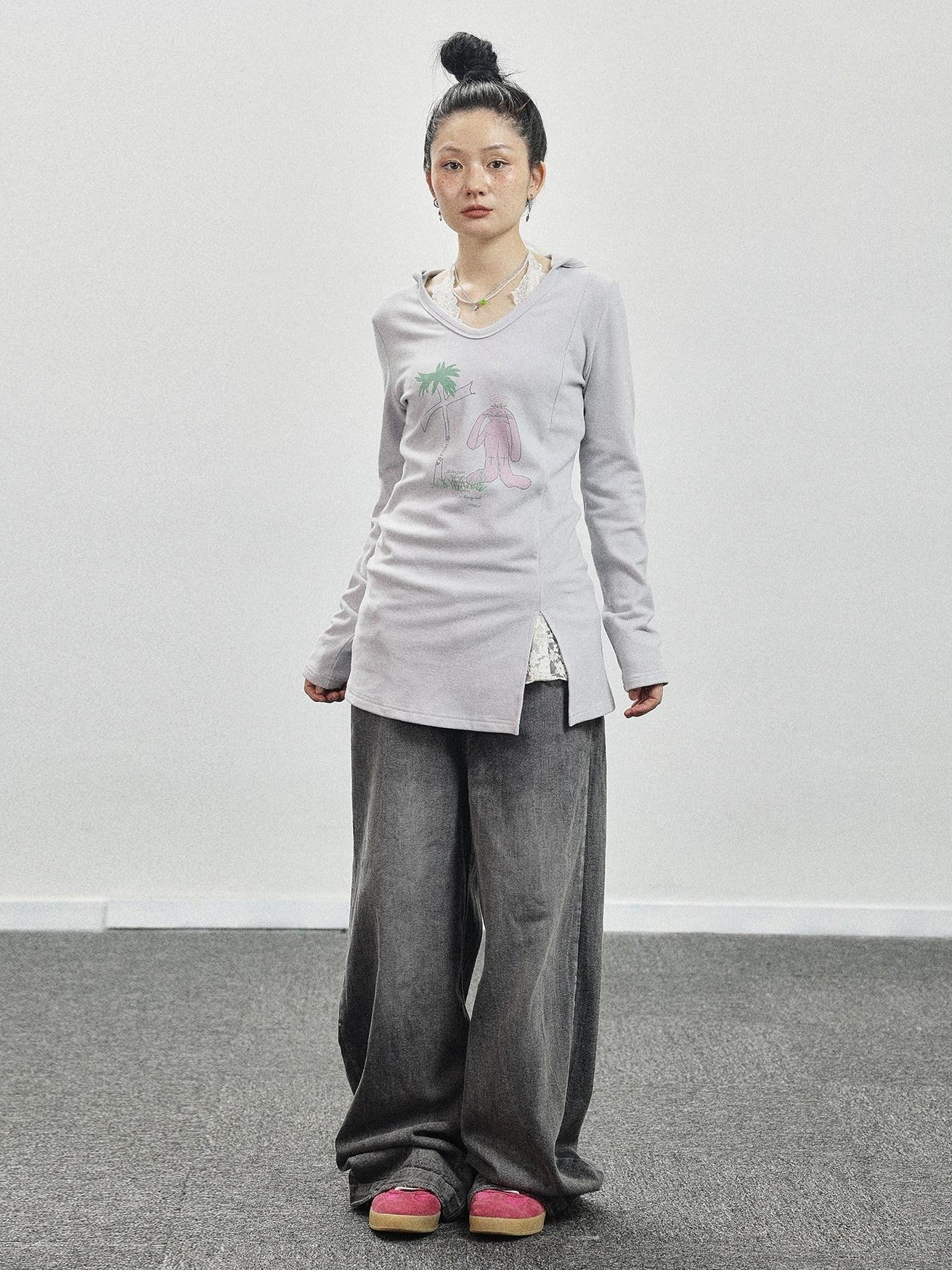 Achihara Peter Rabbit Printed Crew Neck Commuter Women'S Long Sleeve T-Shirts
