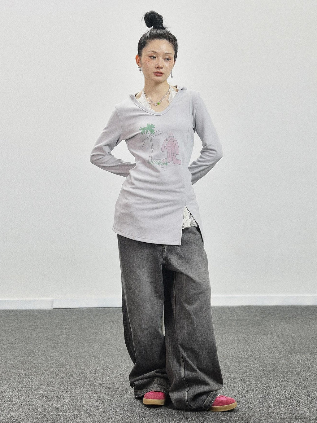 Achihara Peter Rabbit Printed Crew Neck Commuter Women'S Long Sleeve T-Shirts