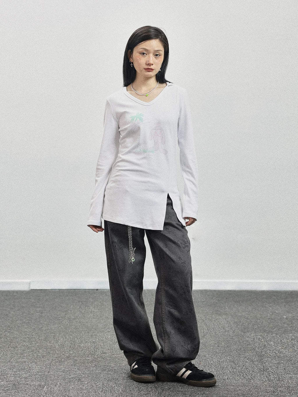 Achihara Peter Rabbit Printed Crew Neck Commuter Women'S Long Sleeve T-Shirts