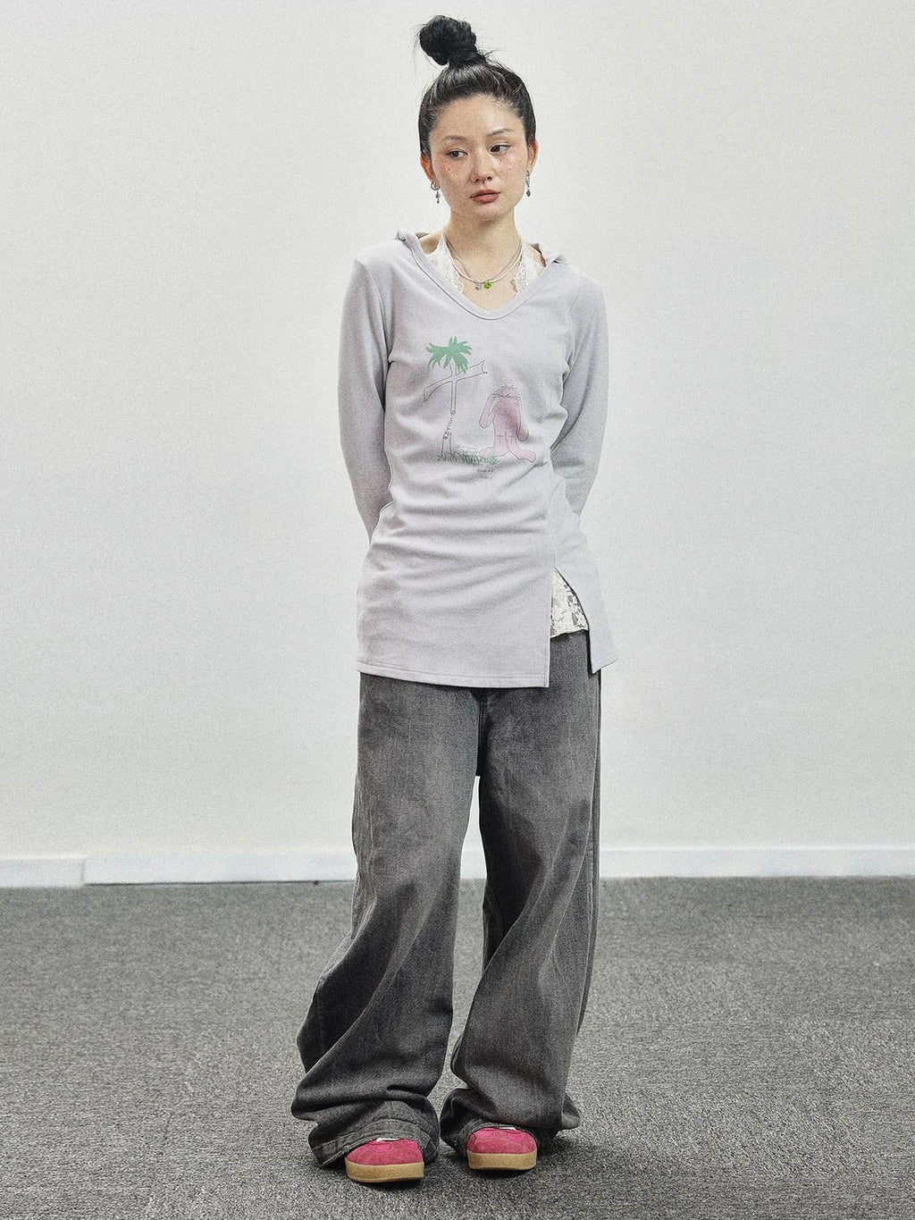 Achihara Peter Rabbit Printed Crew Neck Commuter Women'S Long Sleeve T-Shirts