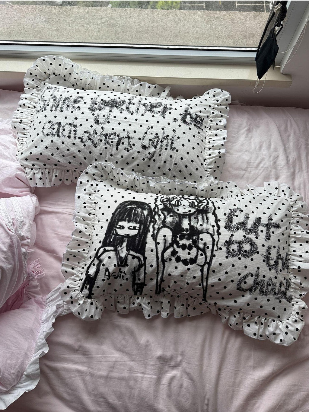Achihara Polka Dot Girl Letter Pattern Rectangular Women'S Cotton Accessories
