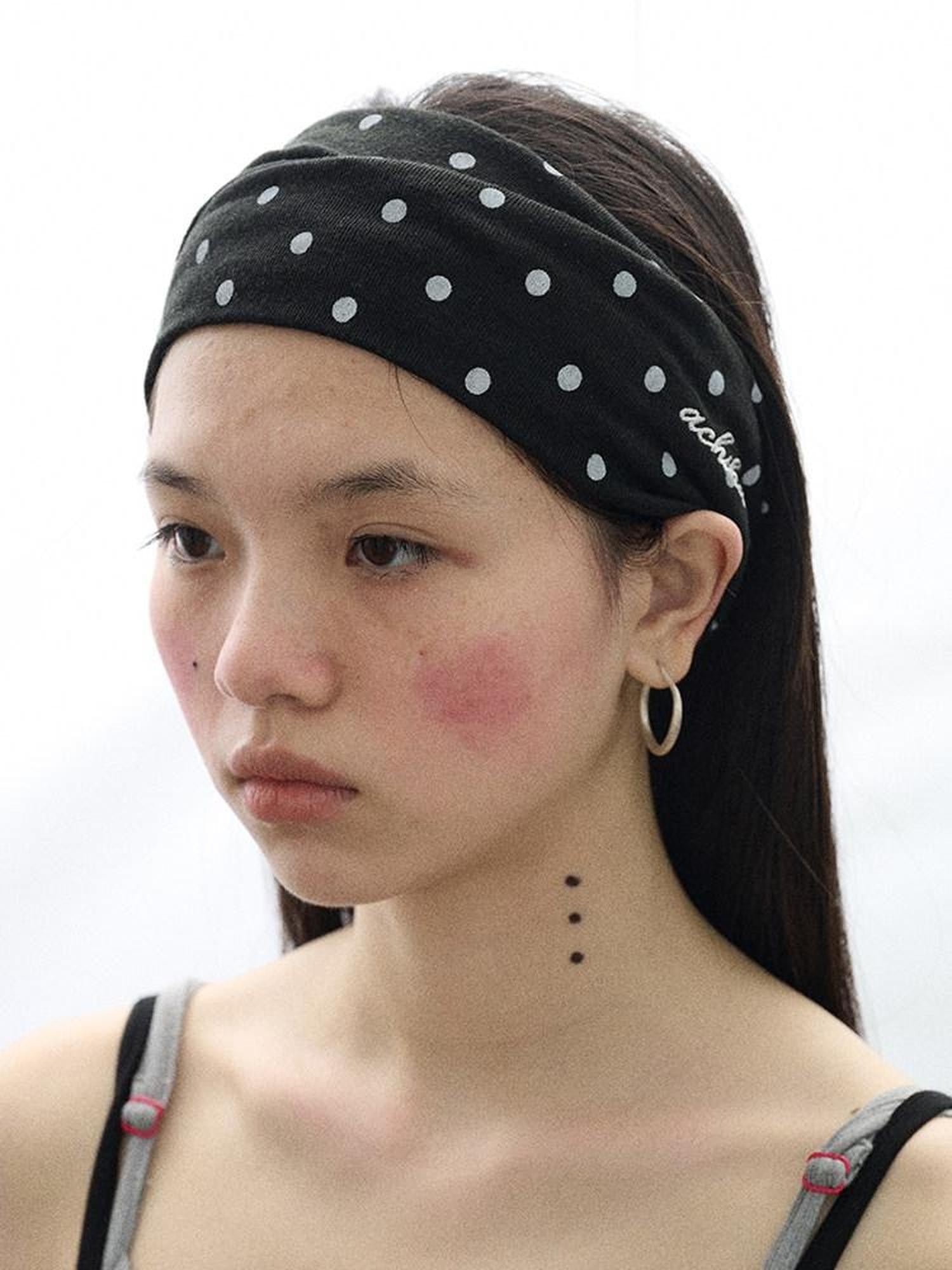 Achihara Polka Dot Knotted Spa Facial Mask Hair Wrap Women'S Headdresses