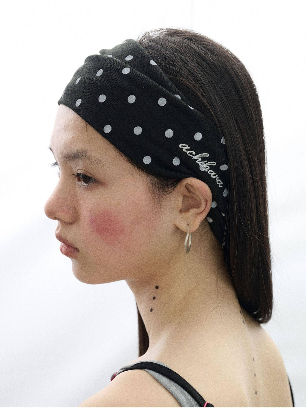 Achihara Polka Dot Knotted Spa Facial Mask Hair Wrap Women'S Headdresses