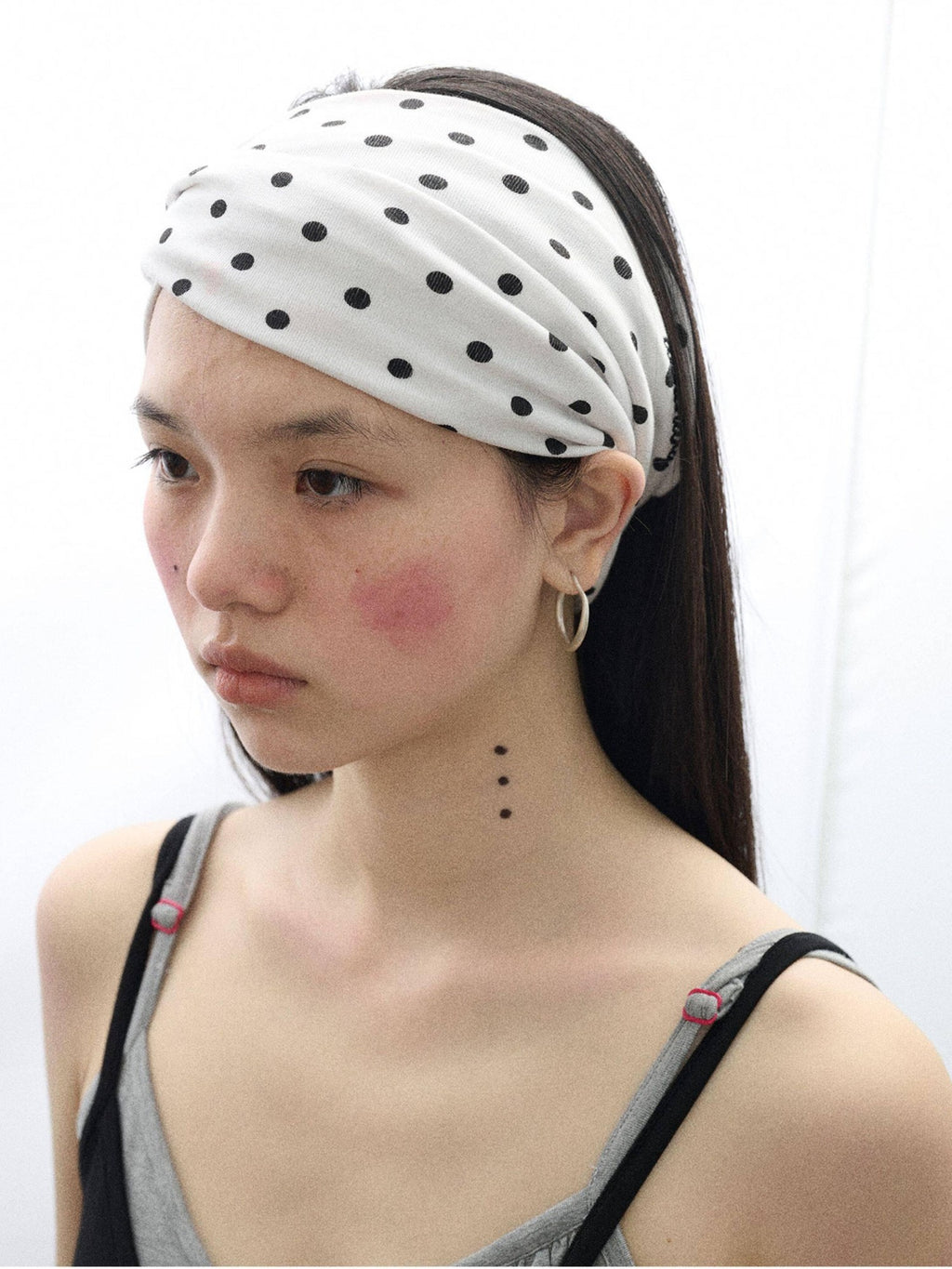 Achihara Polka Dot Knotted Spa Facial Mask Hair Wrap Women'S Headdresses