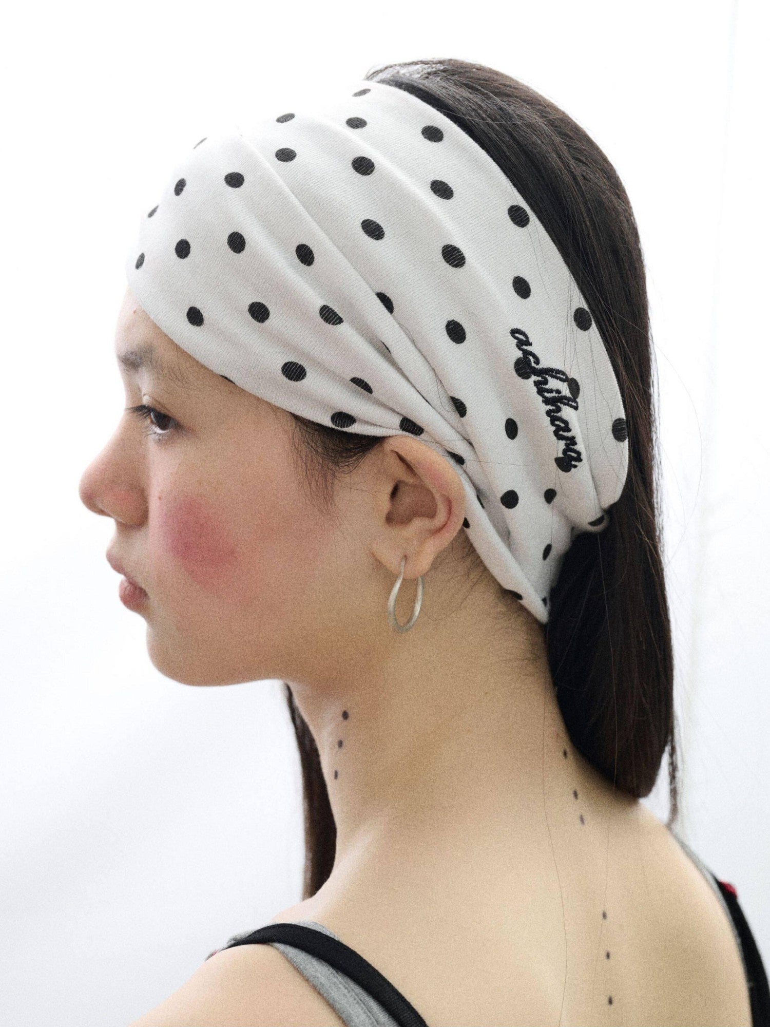 Achihara Polka Dot Knotted Spa Facial Mask Hair Wrap Women'S Headdresses