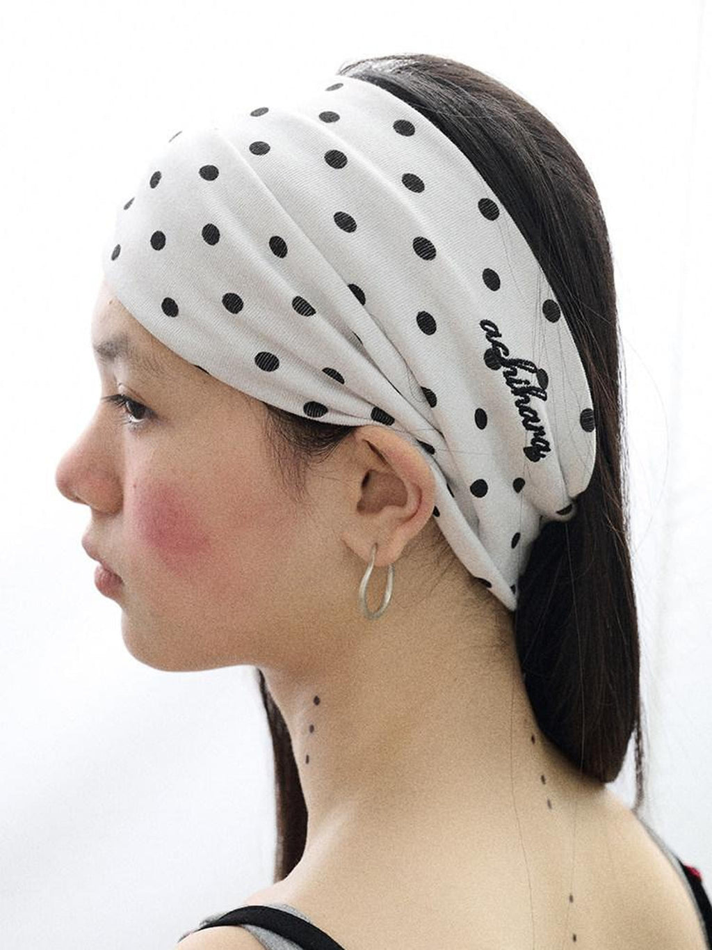 Achihara Polka Dot Knotted Spa Facial Mask Hair Wrap Women'S Headdresses