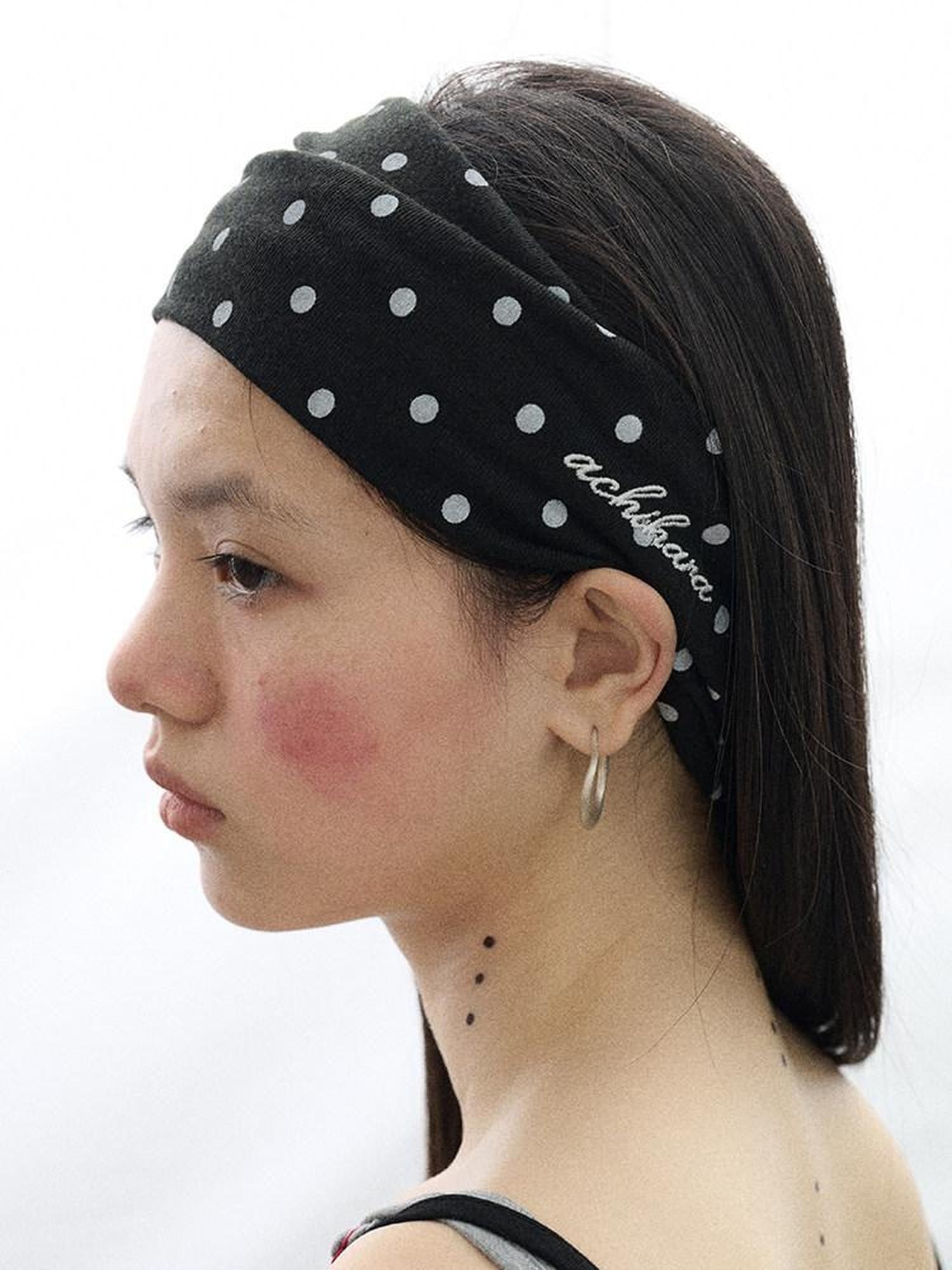 Achihara Polka Dot Knotted Spa Facial Mask Hair Wrap Women'S Headdresses