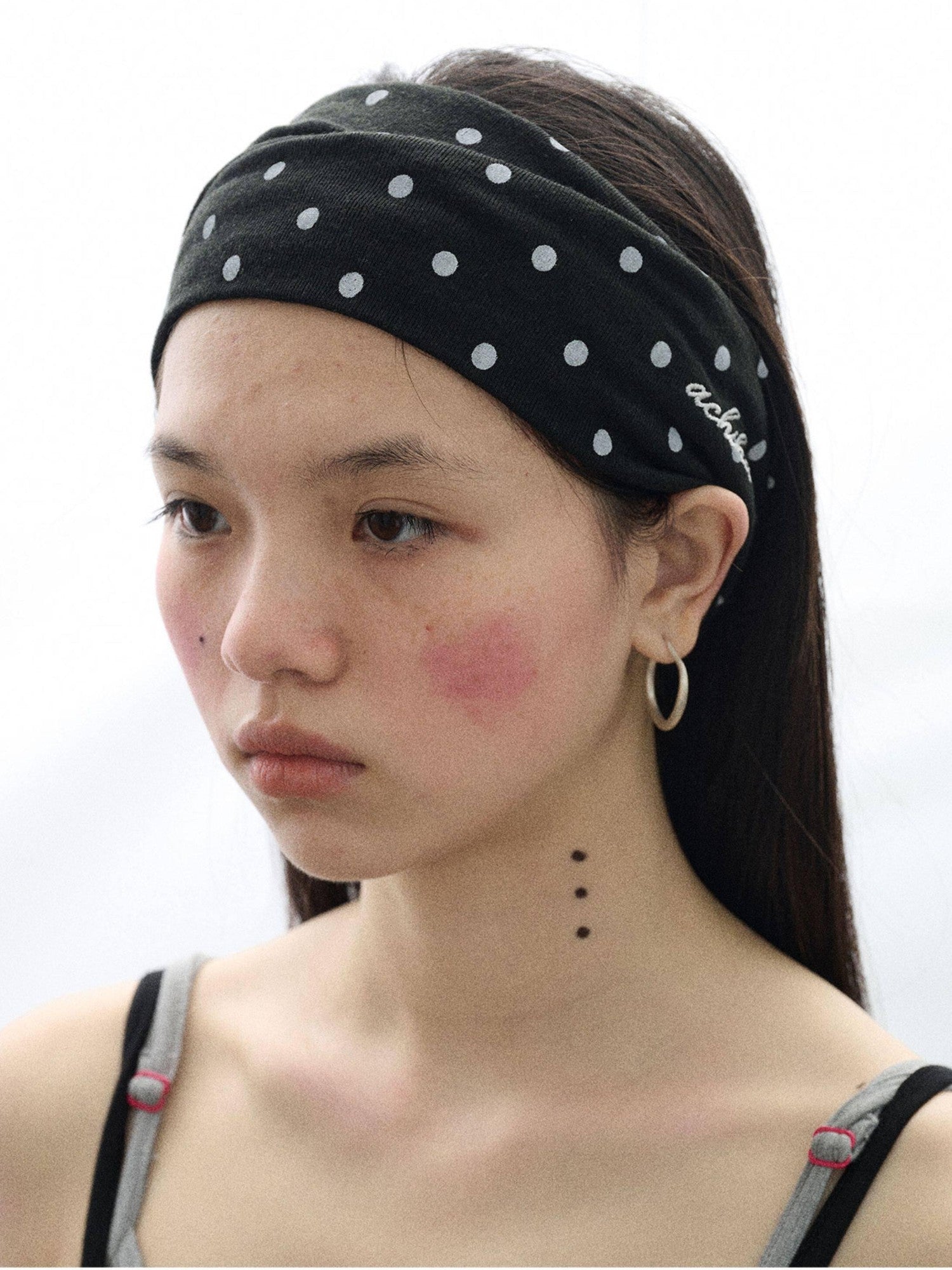 Achihara Polka Dot Knotted Spa Facial Mask Hair Wrap Women'S Headdresses