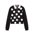 Achihara_Polka_Dot_Polo_Collar_Straight_Fit_Women'S_Pure_Cotton_Long_Sleeve_T-Shirts_MISSTT