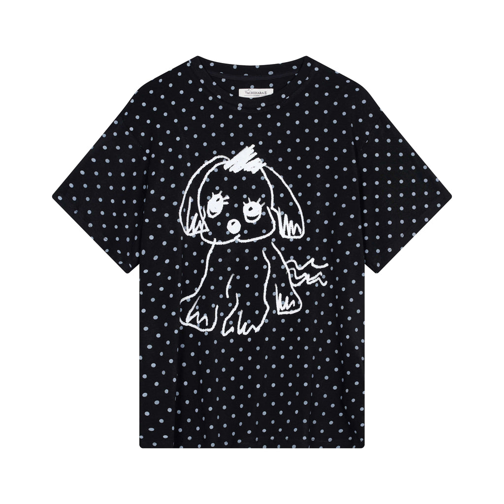 Achihara_Polka_Dot_Printed_Loose_Fit_Women'S_Viscose_Blend_Short_Sleeve_T-Shirts_MISSTT