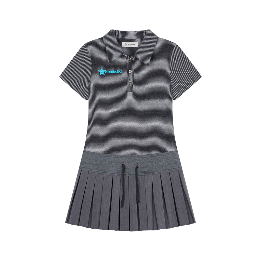 Achihara_Polo_Collar_Pleated_High_Waist_Faux_Two_Piece_Women'S_Cotton_Shirt_Mini_Dresses_MISSTT