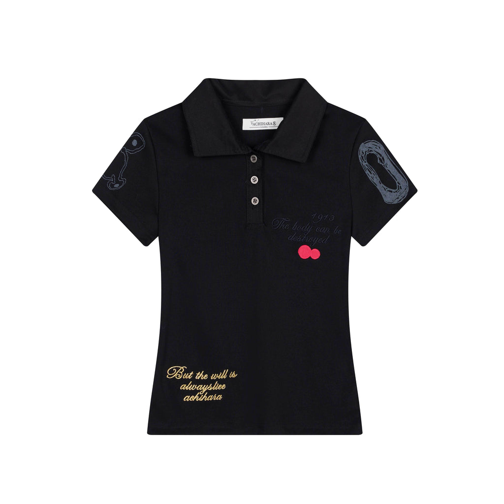 Achihara_Polo_Embroidered_Henley_Slim_Women'S_Cotton_Blend_Short_Sleeve_T-Shirts_MISSTT