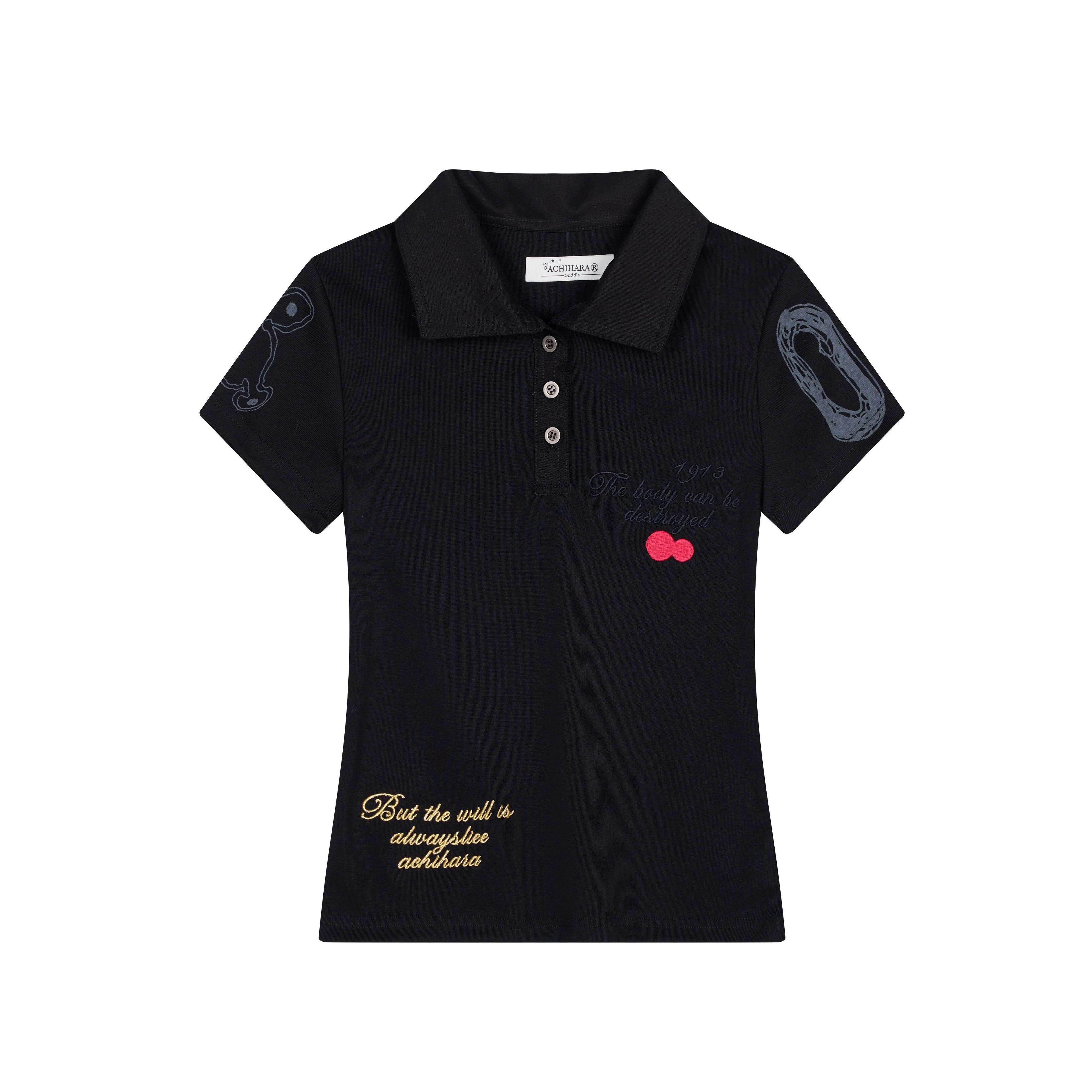 Achihara_Polo_Embroidered_Henley_Slim_Women'S_Cotton_Blend_Short_Sleeve_T-Shirts_MISSTT