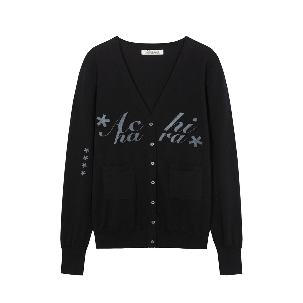 Achihara_Printed_V-neck_Loose_Button_Front_Plain_Knit_Women'S_Cotton_Blend_Cardigans_MISSTT