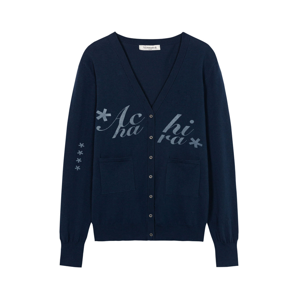 Achihara_Printed_V-neck_Loose_Button_Front_Plain_Knit_Women'S_Cotton_Blend_Cardigans_MISSTT