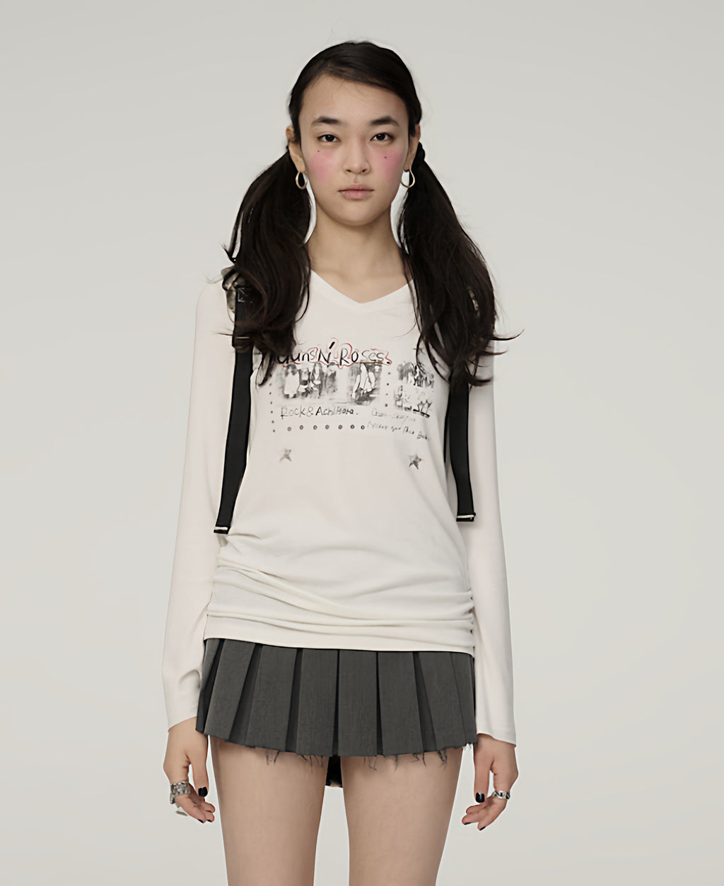 Achihara_Printed_V-neck_Micro_Flare_Straight_Women'S_Viscose_Blend_Long_Sleeve_T-Shirts_MISSTT