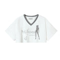 Achihara_Puff_Shoulder_V-neck_Cropped_Loose_Women'S_Cotton_Blend_Short_Sleeve_T-Shirts_MISSTT