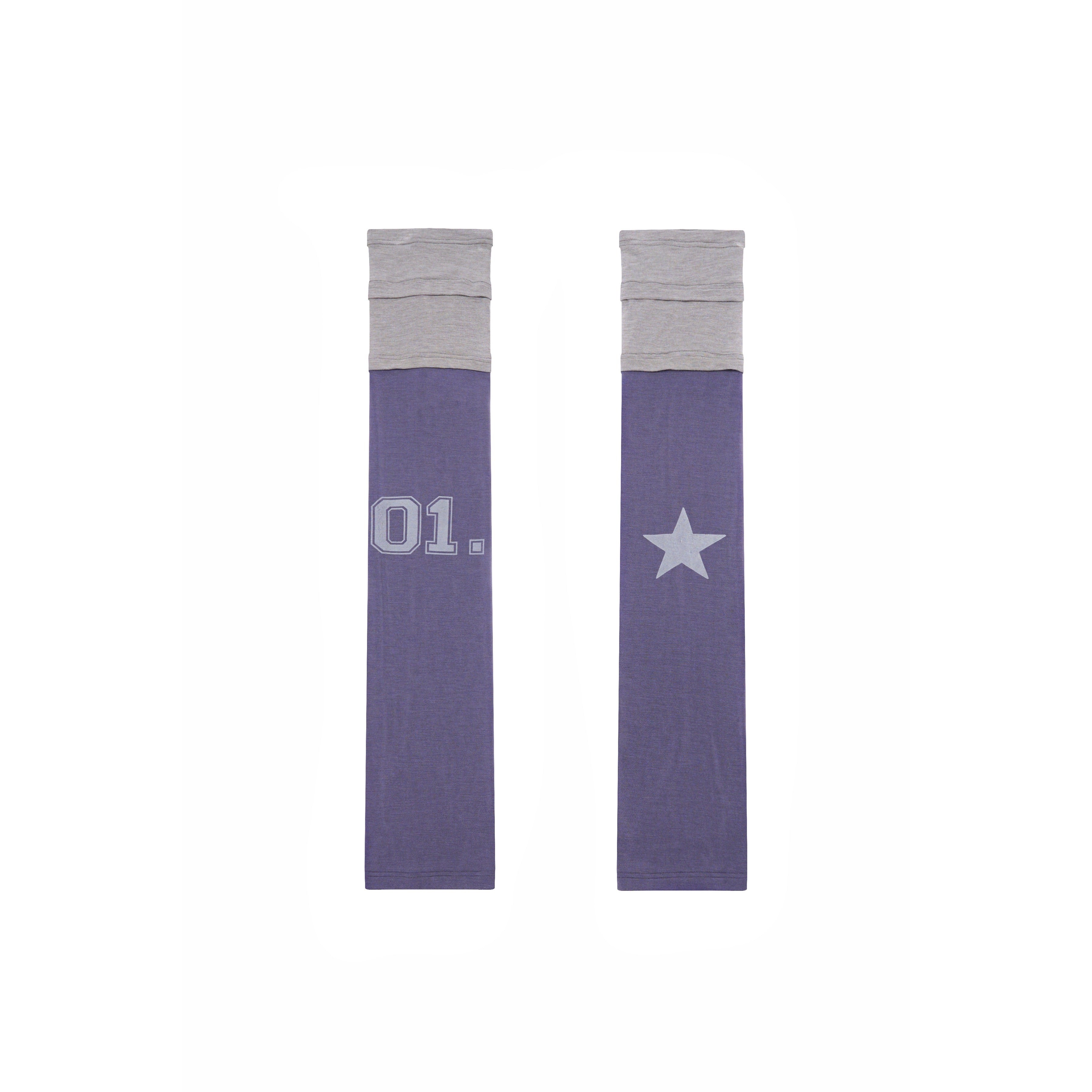 Achihara_Purple_Grey_Star_Print_Colorblock_Women'S_Fleece_Pile_Socks_MISSTT
