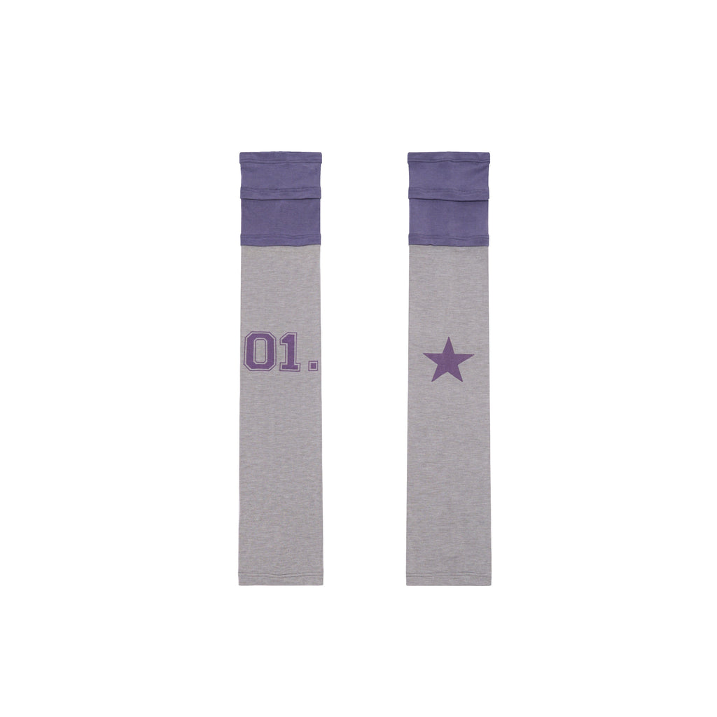 Achihara_Purple_Grey_Star_Print_Colorblock_Women'S_Fleece_Pile_Socks_MISSTT