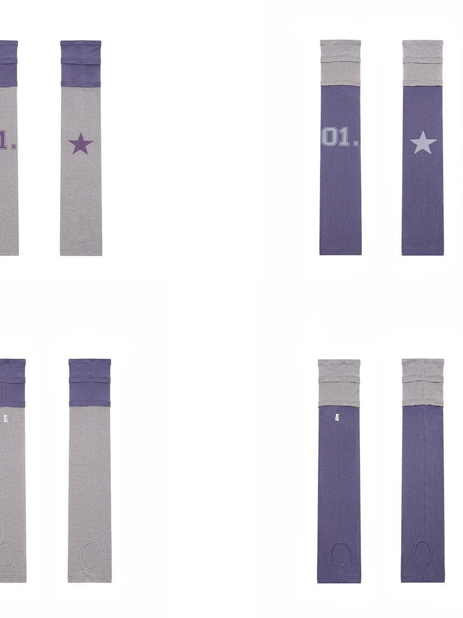 Achihara Purple Grey Star Print Colorblock Women'S Fleece Pile Socks