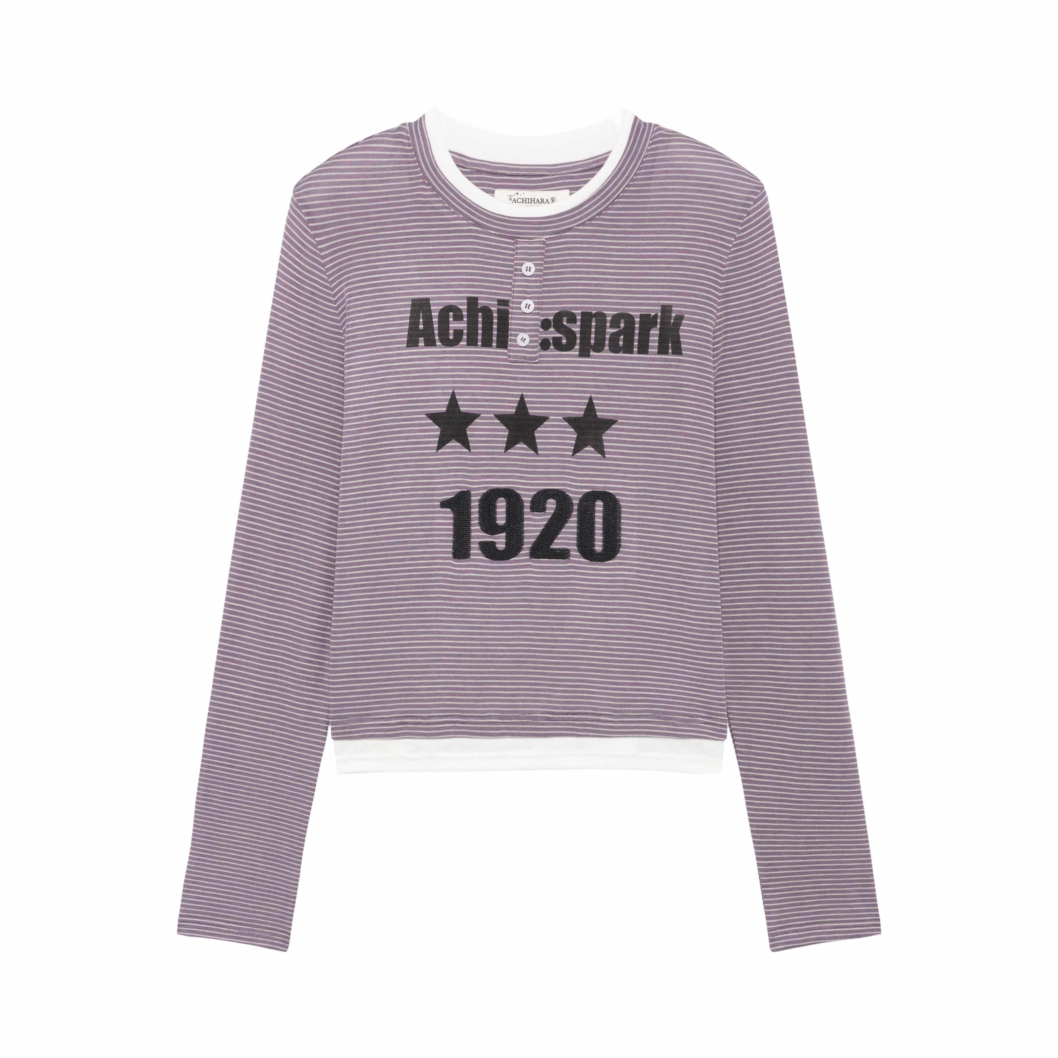 Achihara_Purple_Striped_Bell_Sleeve_Women'S_Tencel_Cotton_Long_Sleeve_T-Shirts_MISSTT