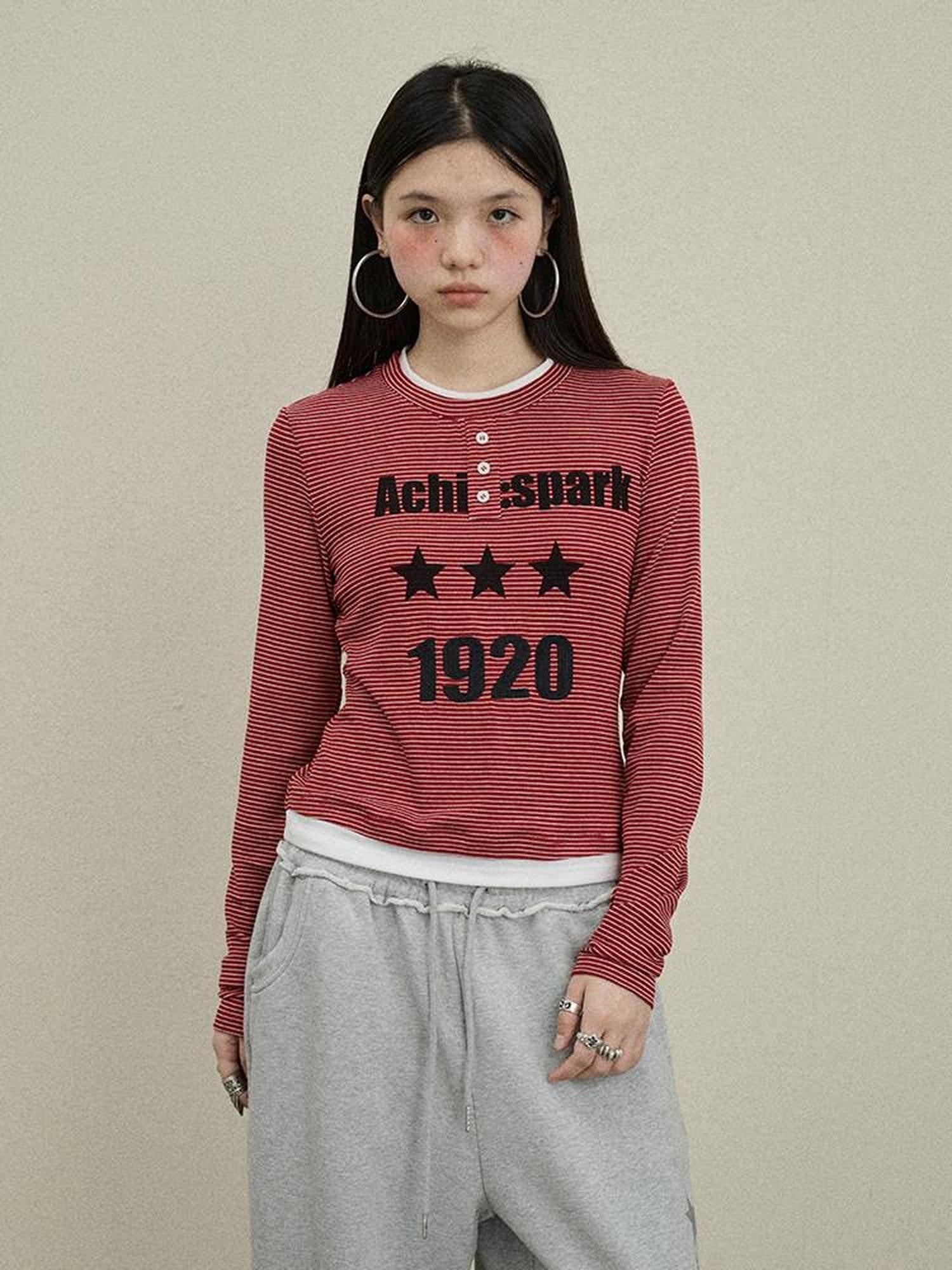 Achihara Purple Striped Bell Sleeve Women'S Tencel Cotton Long Sleeve T-Shirts