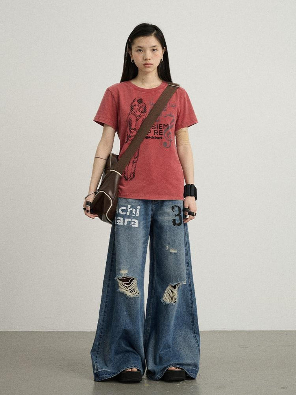 Achihara Radio Comic Printed Loose Crewneck Women'S Cotton Short Sleeve T-Shirts
