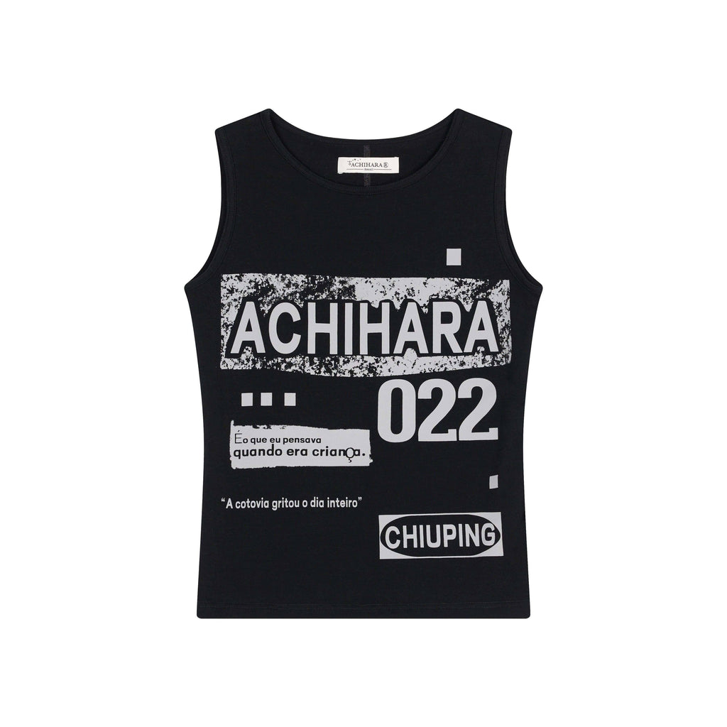 Achihara_Retro_Pixel_Letter_Print_Cropped_Racerback_Women'S_Cotton_Blend_Tank_Tops_MISSTT