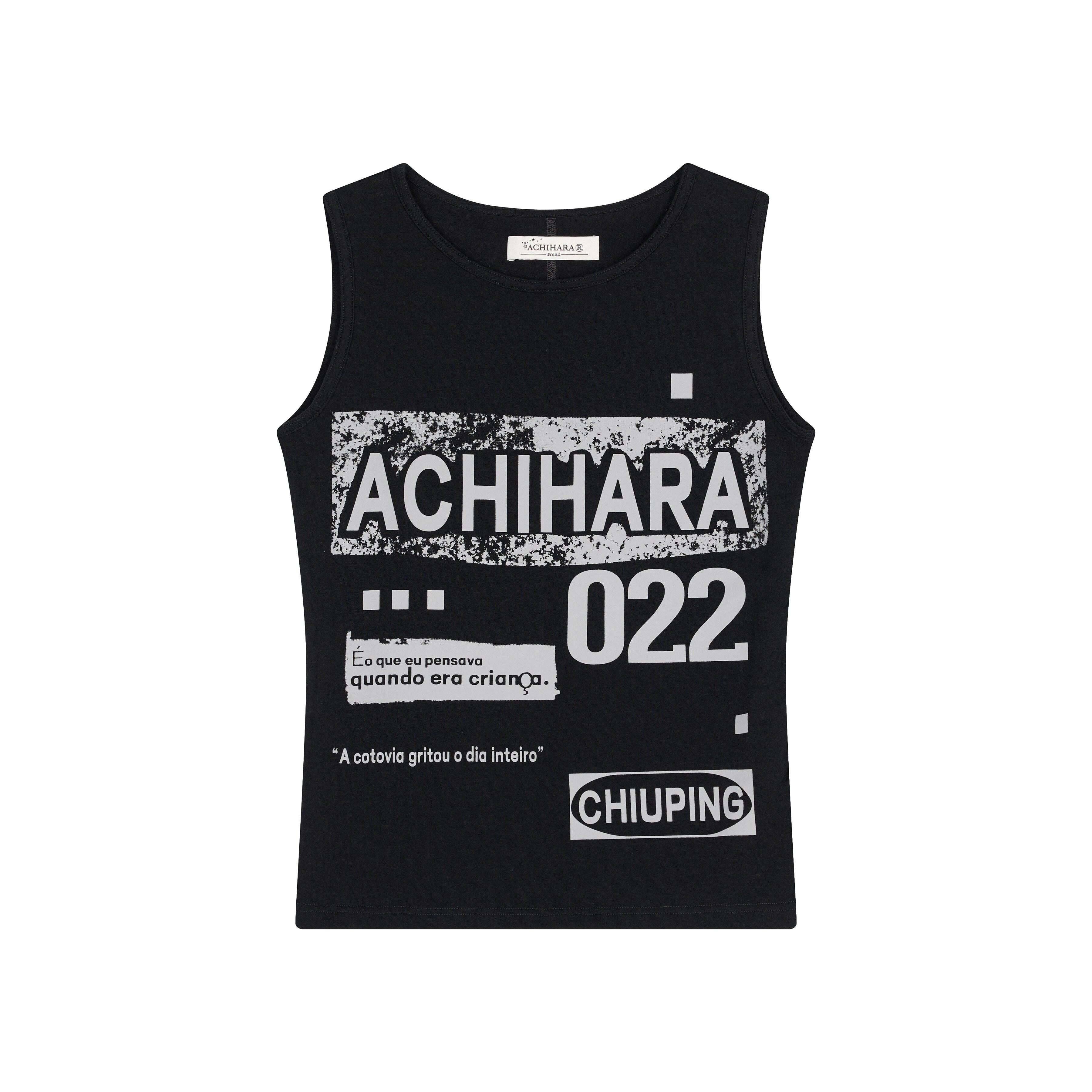 Achihara_Retro_Pixel_Letter_Print_Cropped_Racerback_Women'S_Cotton_Blend_Tank_Tops_MISSTT