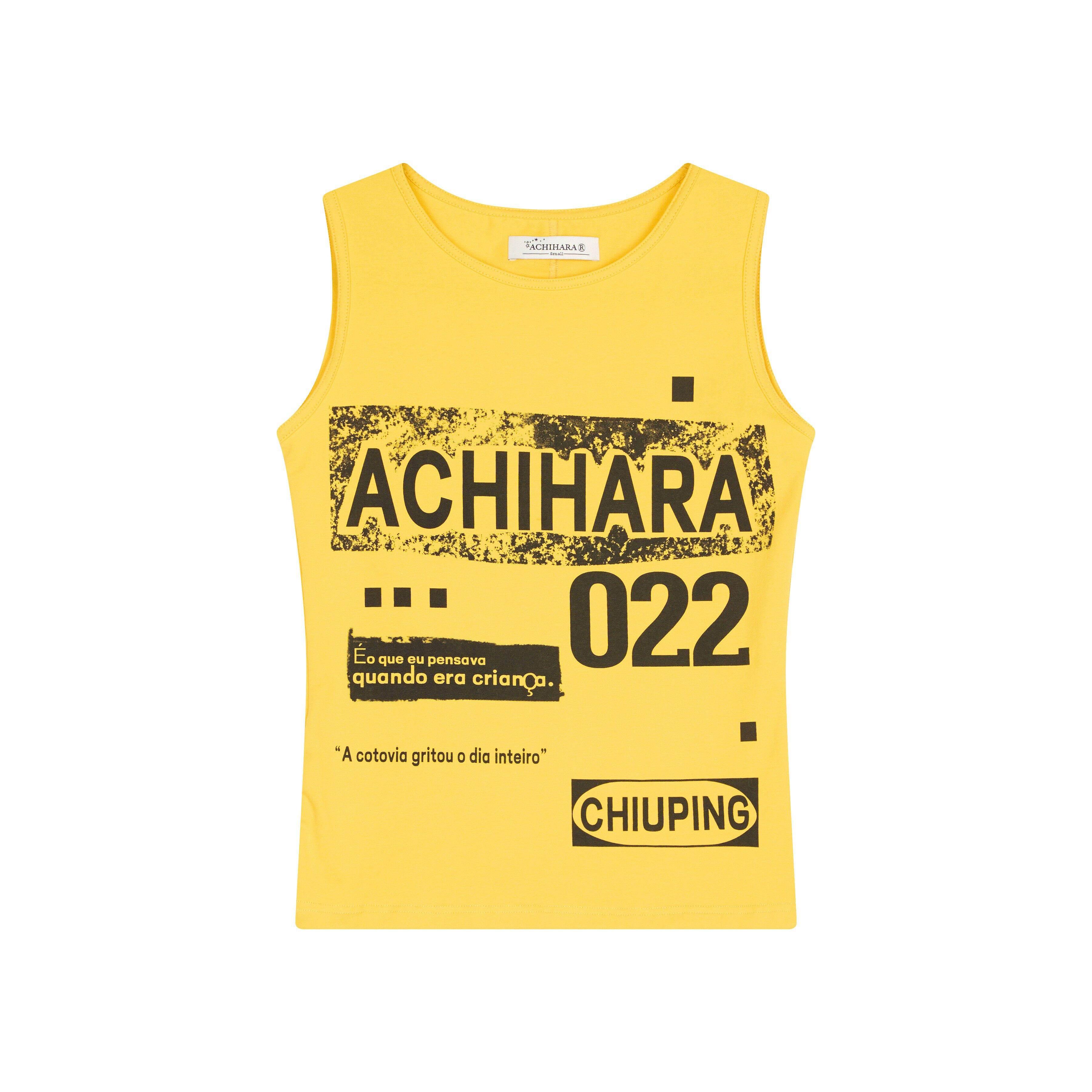 Achihara_Retro_Pixel_Letter_Print_Cropped_Racerback_Women'S_Cotton_Blend_Tank_Tops_MISSTT
