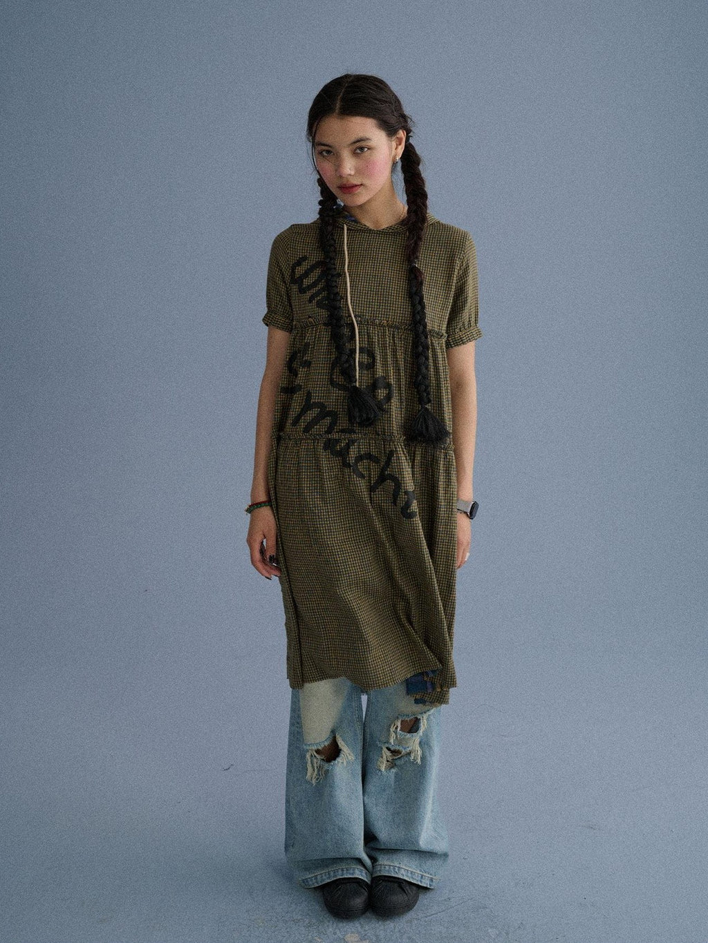 Achihara Reversible Tee Short Sleeve Loose Fit Women'S Pure Cotton Casual Midi Dresses