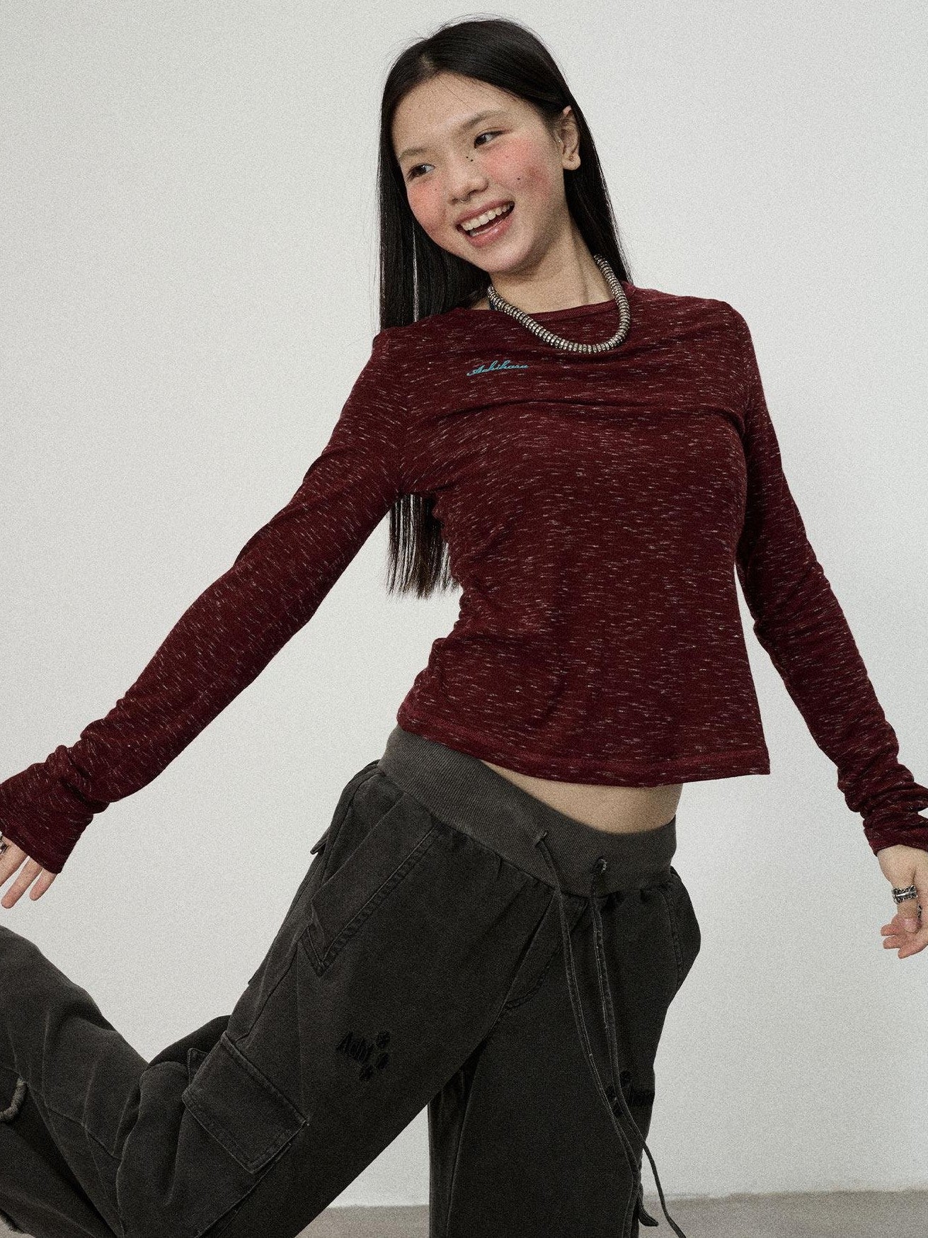 Achihara Reversible Uv Straight Cut Women'S Viscose Blend Long Sleeve T-Shirts